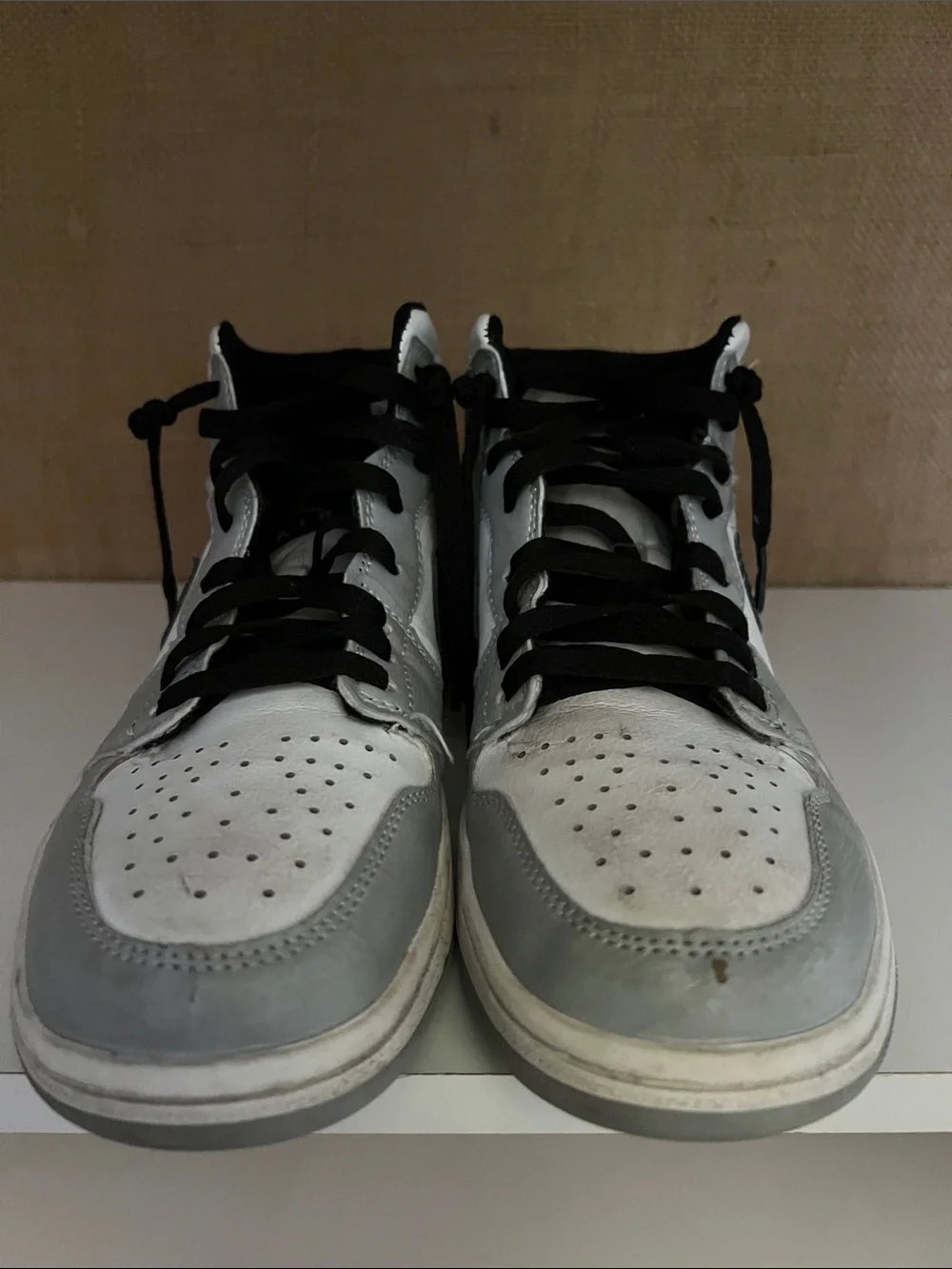 Nike Air Jordan 1 Mid White Grey Black Athletic Shoes